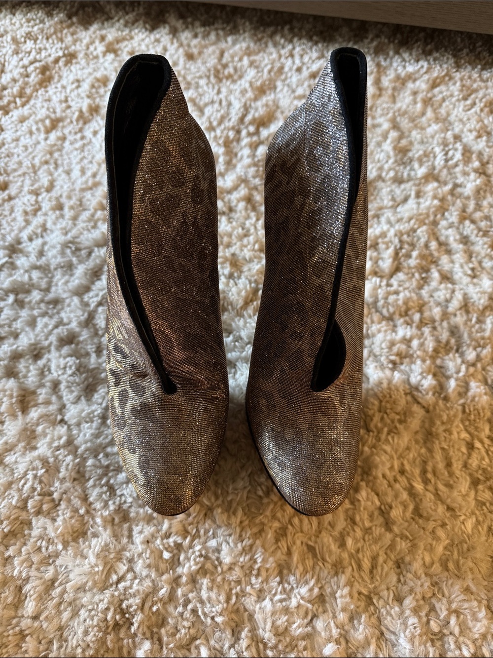 B Brian Atwood Metallic Leopard-Print Ankle Boots - Silver